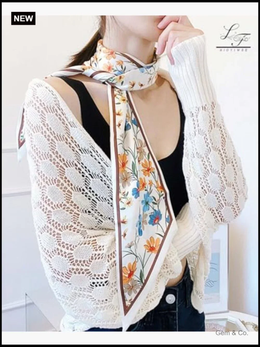 Silky Thin Long Scarf for Women - Head Scarf, Hair Accessory, Purse Bag Scarf